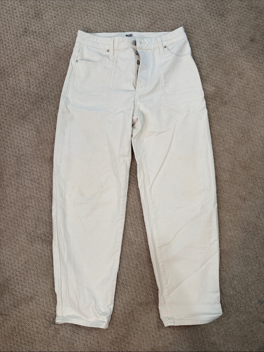 PAIGE Off-White Barrell Jeans